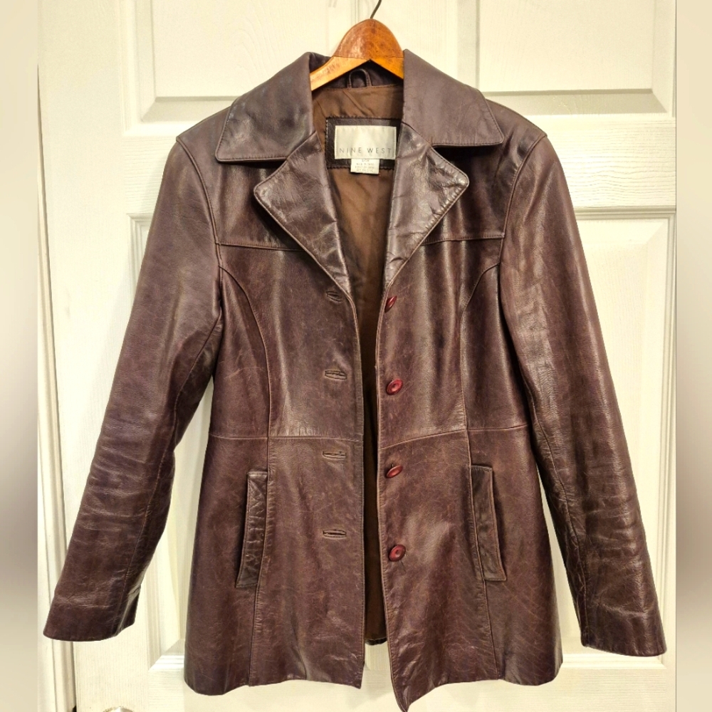Nine West 70's Style Brown Leather Jacket